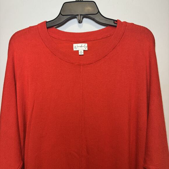 Wonderly Red Women's pullover sweater with Dolman sleeves Size SL - Picture 2 of 7